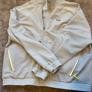 Figs Light Gray Half-Zip Jacket with Neon Accents